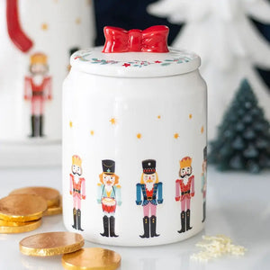 Nutcracker Storage Jar with Bow - Wonder Imports