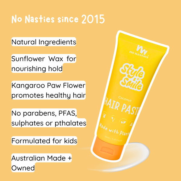 Natural Plant Based Hair Paste Fresh Coconut and Zesty Lime - No Nasties