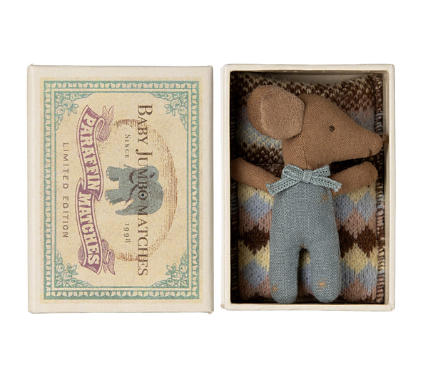 Sleepy Wakey Baby Mouse in box Blue  - Maileg