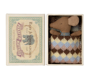 Sleepy Wakey Baby Mouse in box Blue  - Maileg