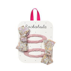 Fairytale Floral Twisty Bow Clips - Rockahula Kids