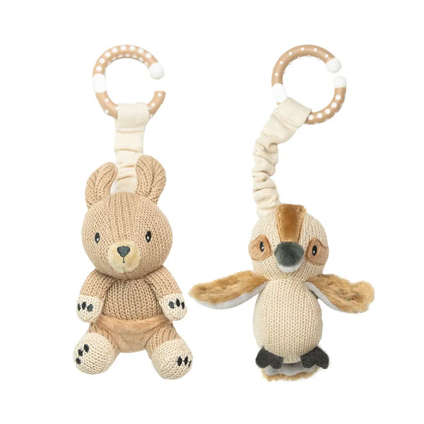 2pk Stroller Toy - Kangaroo & Kookaburra - Living Textiles