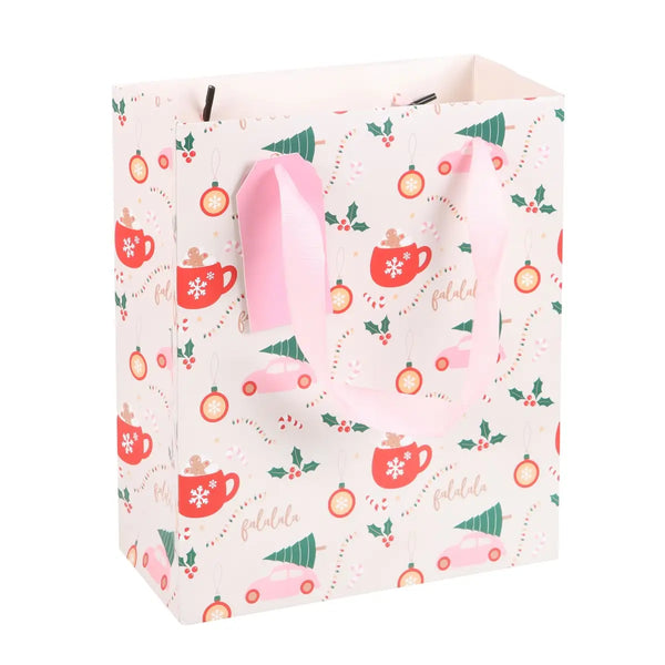 Christmas Print Gift Bag - Pink Cars - Wonder Imports