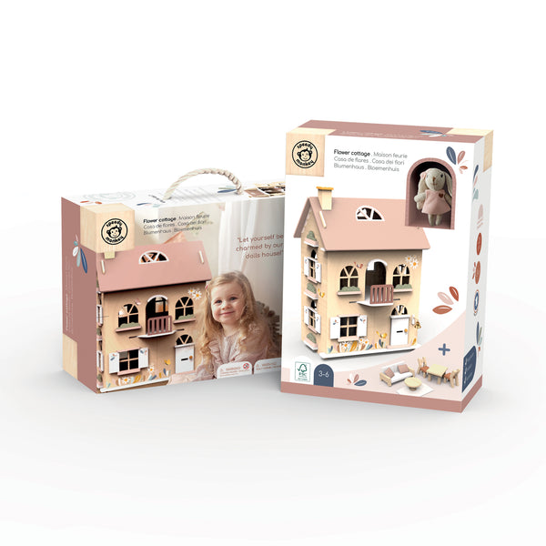 Flower Cottage Dolls House with Starter Furniture Set - Speedy Monkey