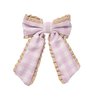 Gingham Ruffle Bow Clip - Rockahula Kids