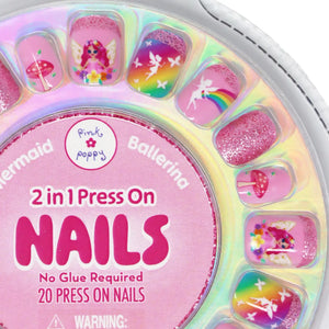 Fairy Magic Press On Nails - Pink Poppy
