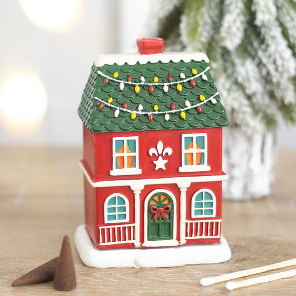 Red Christmas House Incense Cone Burner - Wonder Imports