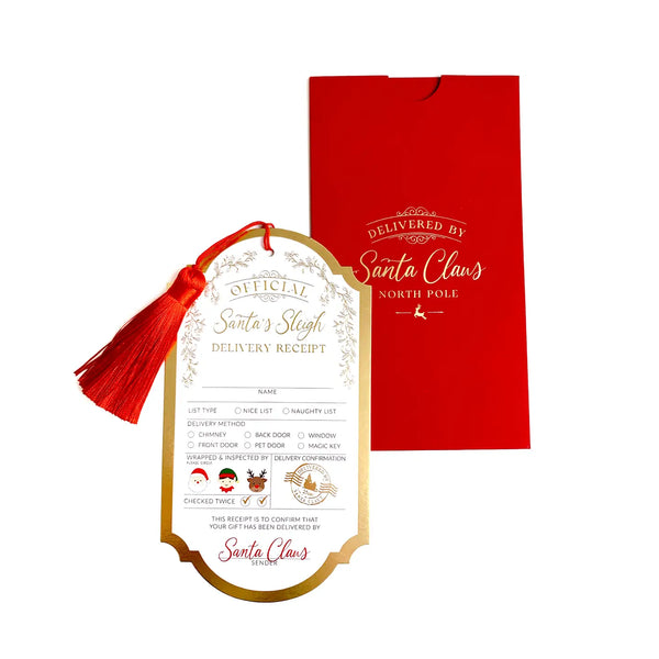 Santa's Sleigh Delivery Receipt Christmas Gift Tag - Black Bow Studio