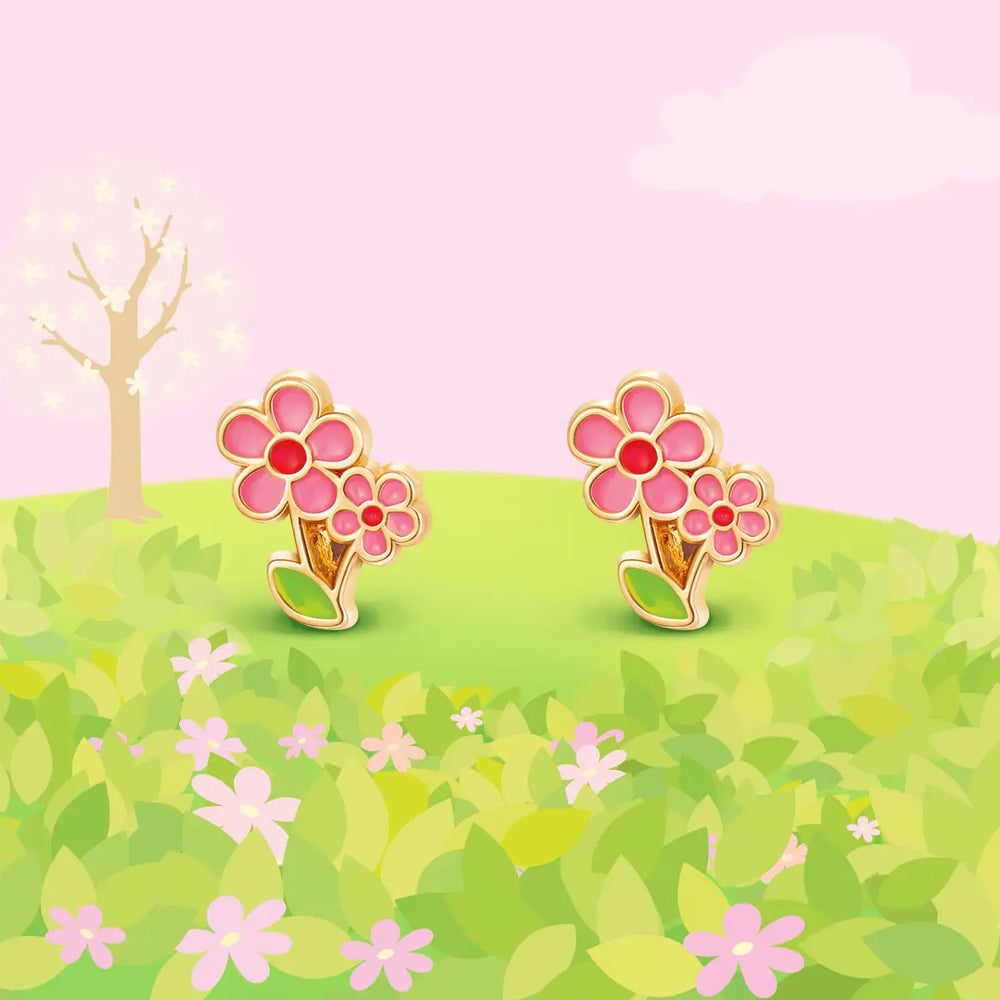Little Pink Flower - Cutie Stud Earrings For Children - Girl Nation