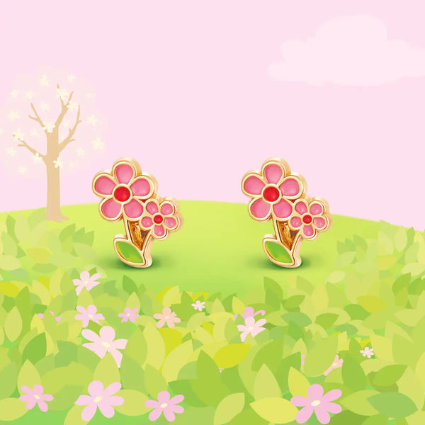Little Pink Flower - Cutie Stud Earrings For Children - Girl Nation