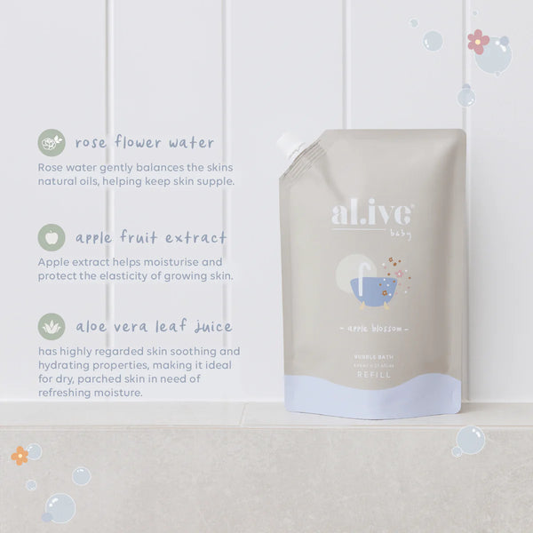 640ml Bubble Bath Refill - Apple Blossom - Al.ive