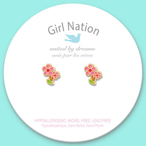 Little Pink Flower - Cutie Stud Earrings For Children - Girl Nation