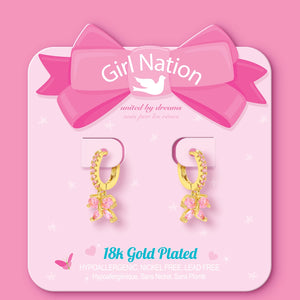 Butterfly | Pretty in Pink | 18K Gold Plated Huggie Earrings - Girl Nation