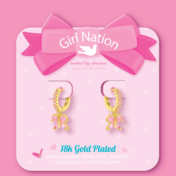 Butterfly | Pretty in Pink | 18K Gold Plated Huggie Earrings - Girl Nation