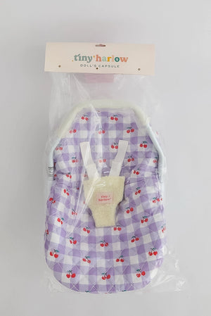 Dolls Car Seat Capsule - Cherry Gingham - Tiny Harlow