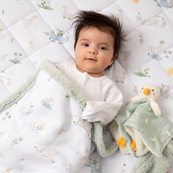 Organic Jersey Sherpa Blanket - Goosey Goosey - Living Textiles