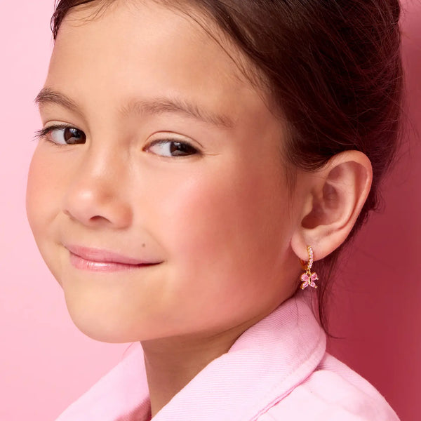 Butterfly | Pretty in Pink | 18K Gold Plated Huggie Earrings - Girl Nation