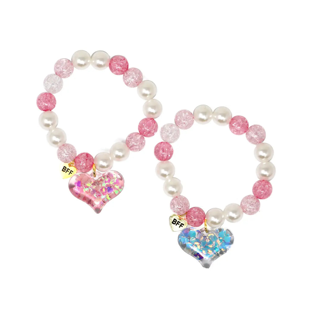 Bff Confetti Heart Bracelet Set - Pink Poppy