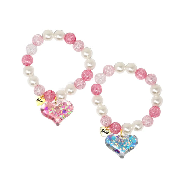 Bff Confetti Heart Bracelet Set - Pink Poppy