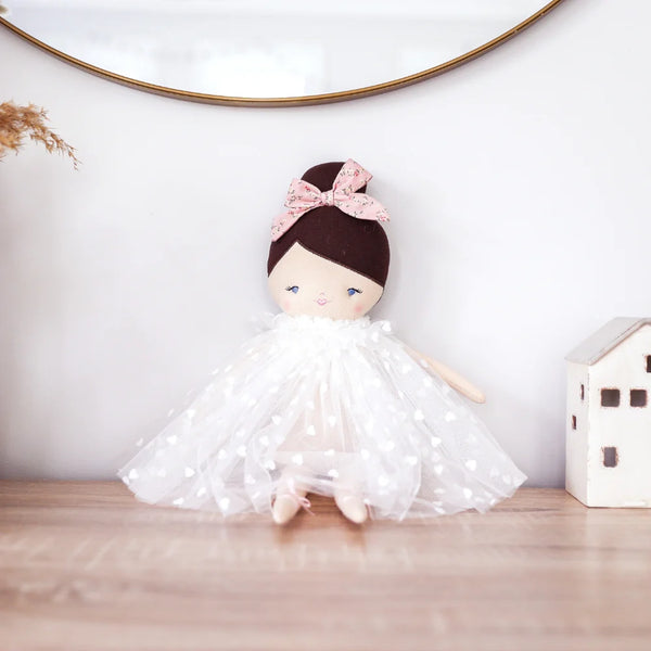 Mia Doll 44cm White Flocked Heart Tulle - Alimrose