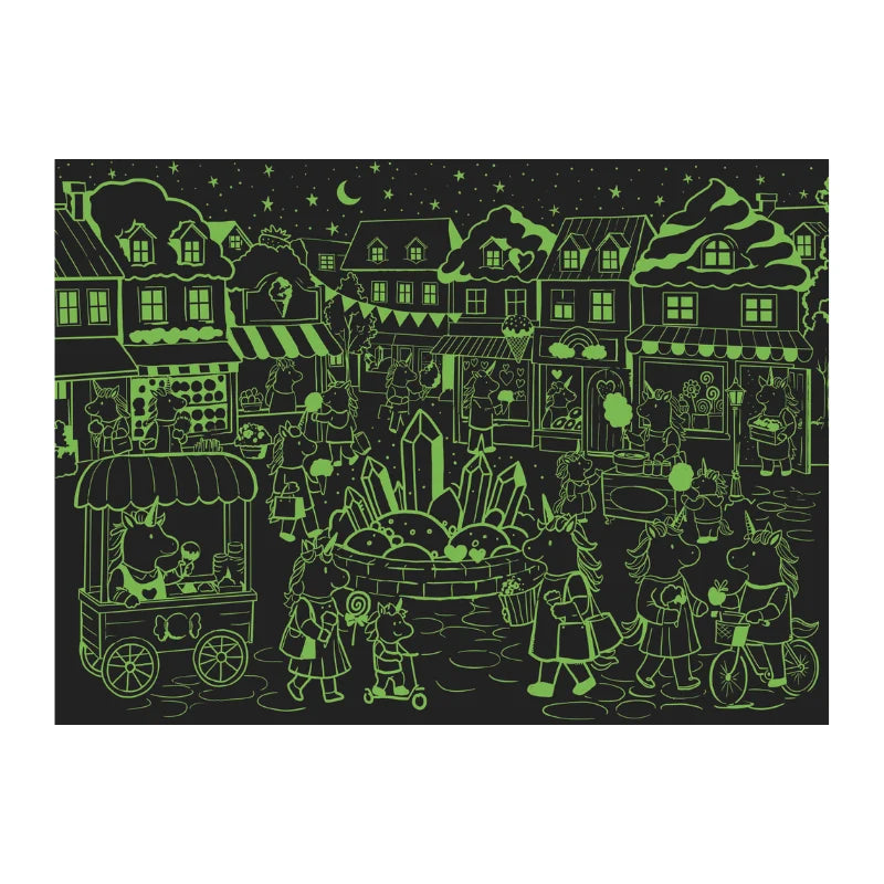 Glow-In-The-Dark Night & Day Double-Sided Puzzle & Book Set - Unicorns - Sassi