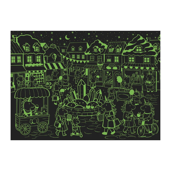 Glow-In-The-Dark Night & Day Double-Sided Puzzle & Book Set - Unicorns - Sassi