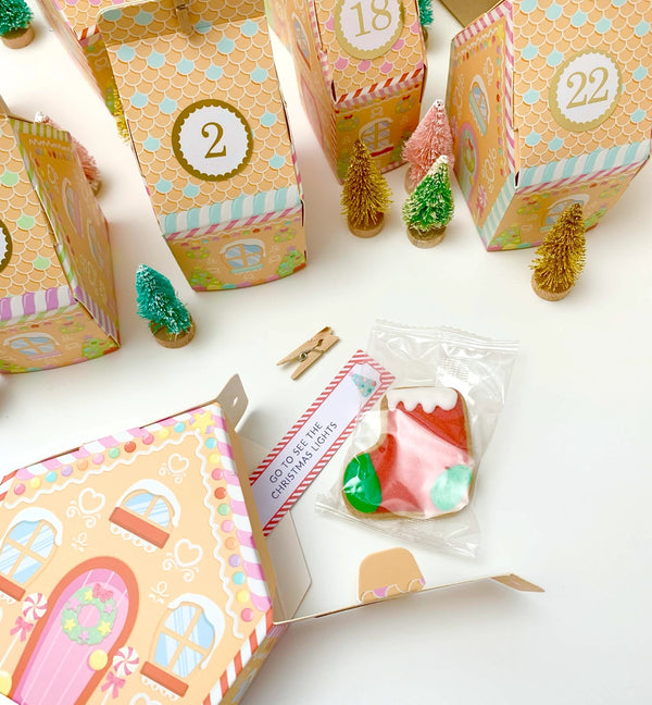 Gingerbread House Village Christmas Advent Calendar - Black Bow Studio