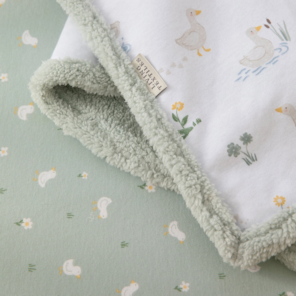 Organic Jersey Sherpa Blanket - Goosey Goosey - Living Textiles
