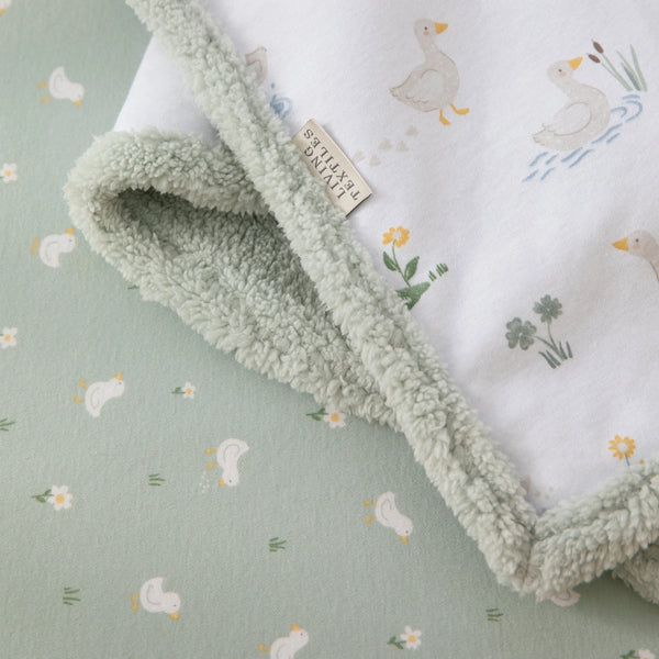 Organic Jersey Sherpa Blanket - Goosey Goosey - Living Textiles