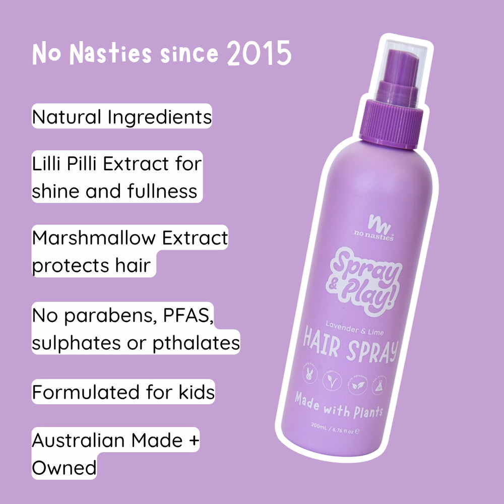 Natural Alcohol Free Hair Spray in Lavender and Fresh Lime - No Nasties