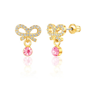 Little Luxe Drop Earrings | Crystal Bow with Cz - Girl Nation