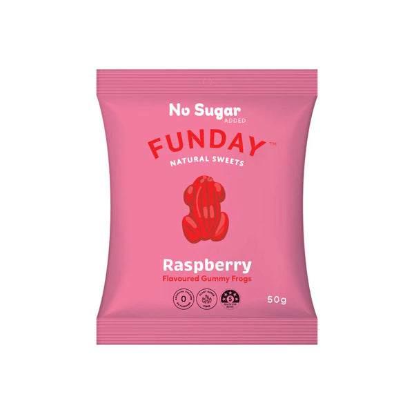 Raspberry Gummy Frogs 50g  - Funday Natural Sweets