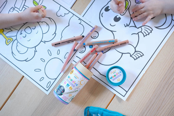 Woodies 3-in-1 Wooden Pencils | Set of 10 - My Creative Box