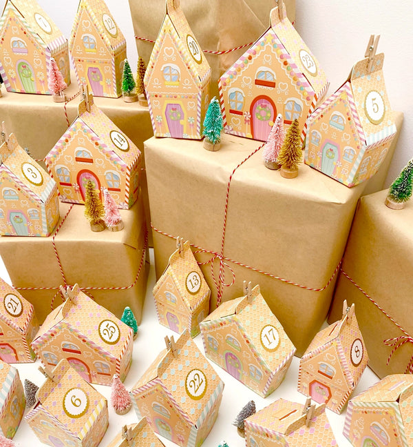 Gingerbread House Village Christmas Advent Calendar - Black Bow Studio
