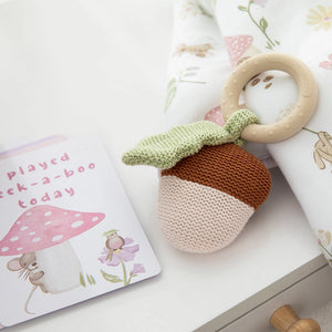 Acorn Teething Ring Rattle - Whimsical Wonderland - Living Textiles