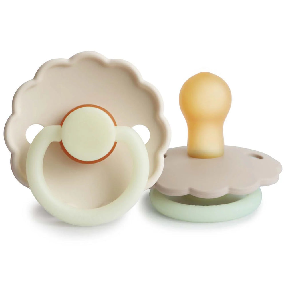 Daisy Pacifier - NIGHT - 2 Pack Latex - Cream and Croissant - Frigg