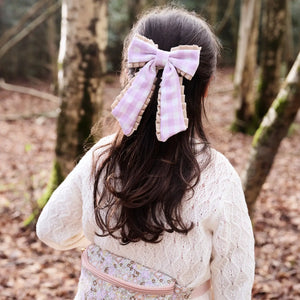 Gingham Ruffle Bow Clip - Rockahula Kids