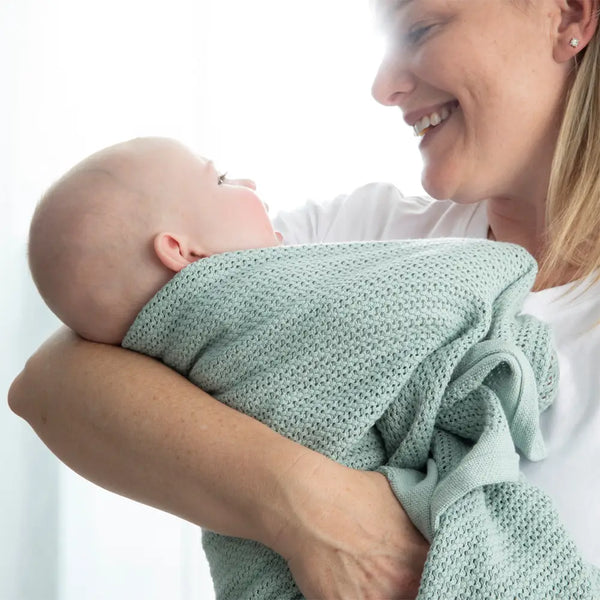 Bassinet Cotton Blanket - Sage - Living Textiles