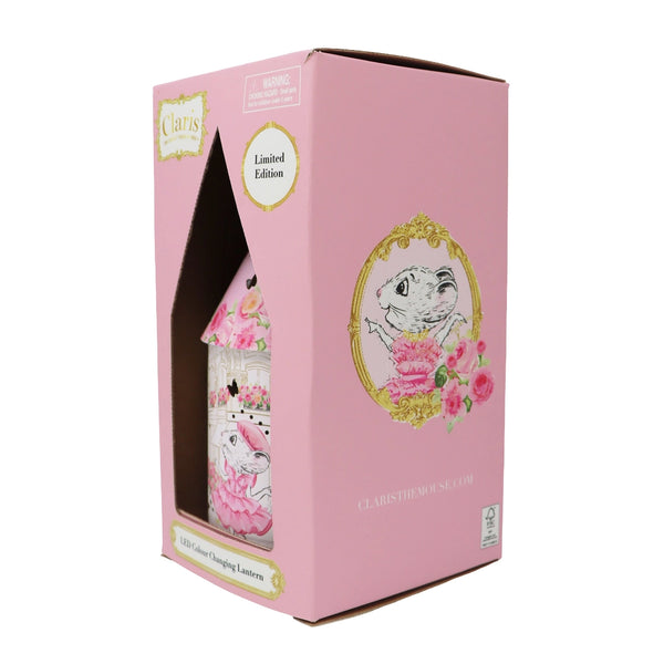Claris the Chicest Mouse in Paris Colour Changing Led Lantern - Pink Poppy
