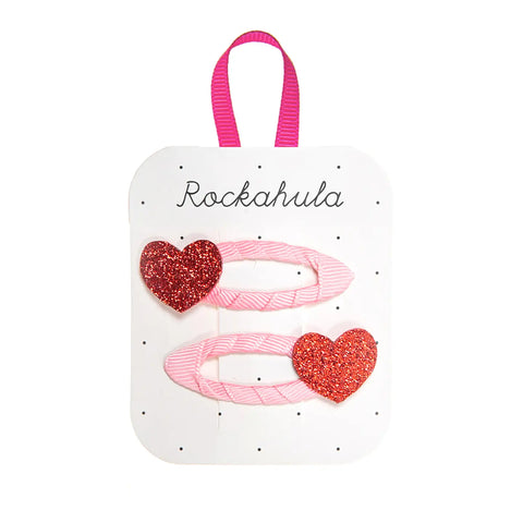 Love Heart Glitter Clips - Rockahula Kids