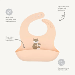 Silicone Bib - Fox/Blush - Living Textiles