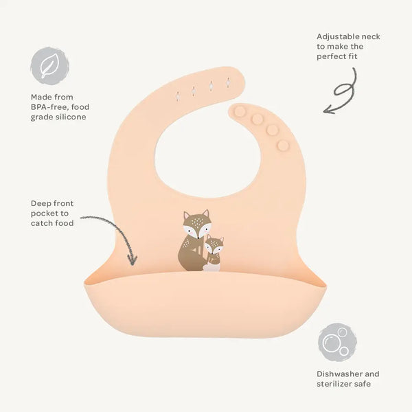 Silicone Bib - Fox/Blush - Living Textiles
