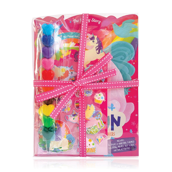 Unicorn 3 Piece Gift Pack | Activity Book, Crayons, Stickers - Girl Nation