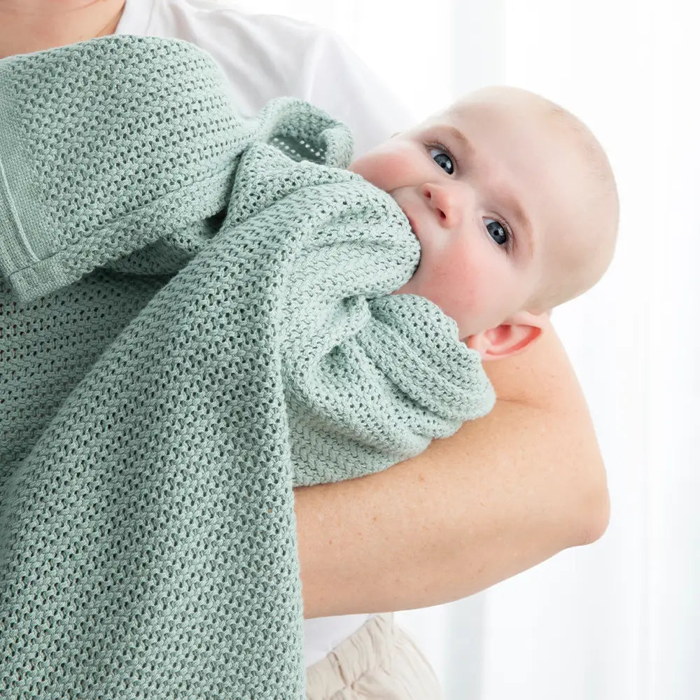 Bassinet Cotton Blanket - Sage - Living Textiles