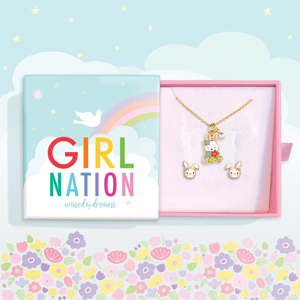 Bunny Sweet Petite Necklace and Studs Easter Gift Set - Girl Nation