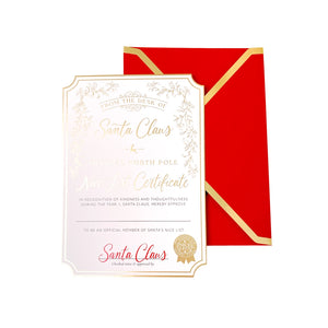 Santa's Nice List Certificate - Gold White - Black Bow Studio