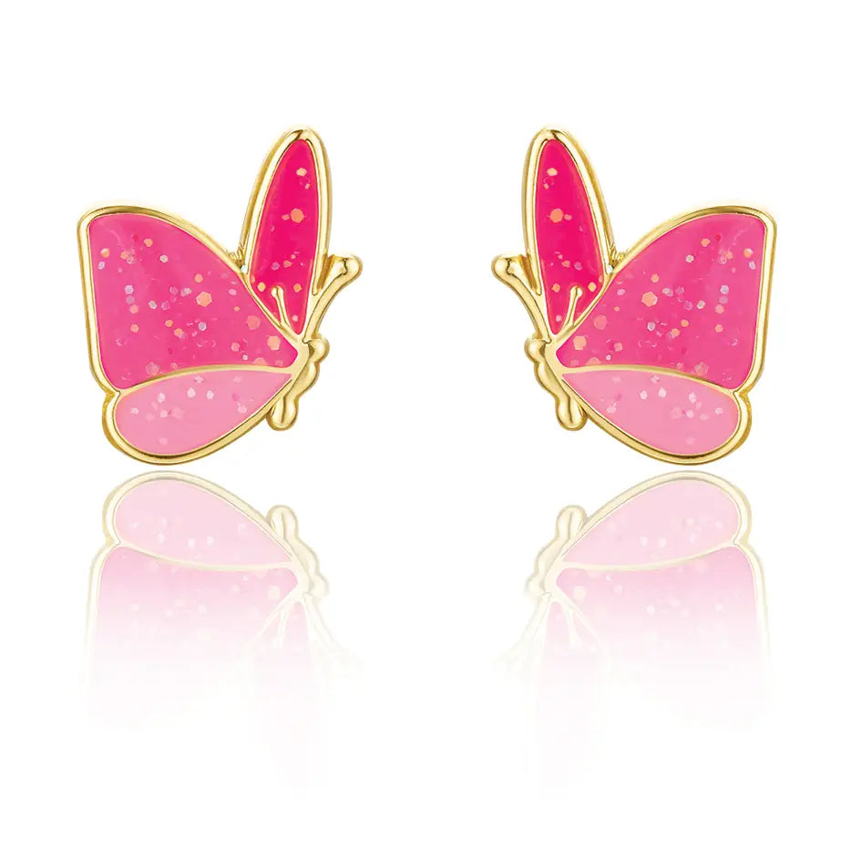 Glitter Butterfly - Cutie Stud Earrings For Girls - Girl Nation