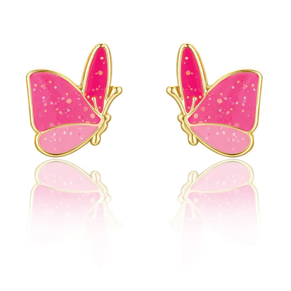 Glitter Butterfly - Cutie Stud Earrings For Girls - Girl Nation