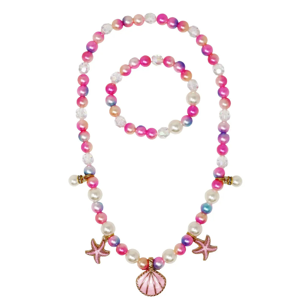 Mermaid Fantasy Necklace & Bracelet Set - Pink Poppy