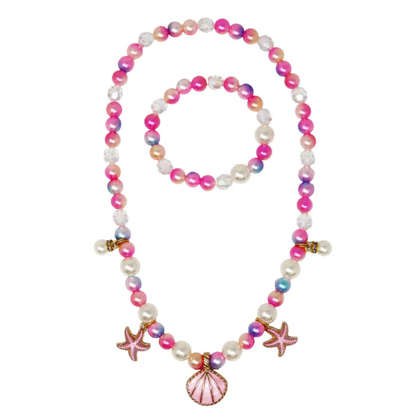 Mermaid Fantasy Necklace & Bracelet Set - Pink Poppy